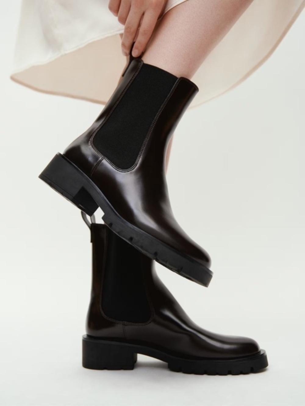 H&M Women's Black Lace-Up Lug Sole Boots size 37